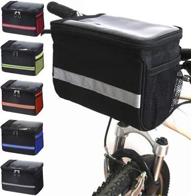 #ad Bike Basket Bag Large Capacity Bike Handlebar Bag Detachable Bicycle Frame Pouch $8.98