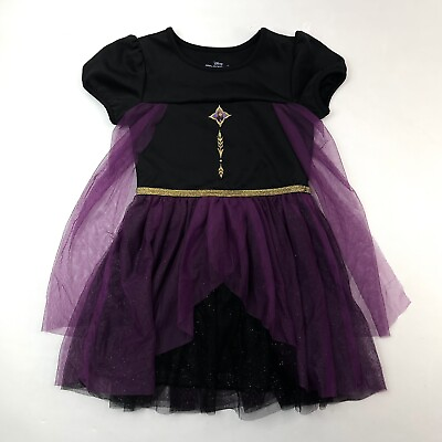 #ad Disney Frozen II Anna Princess Dress Tulle Cape Black Purple Girls Size S 6X $11.89