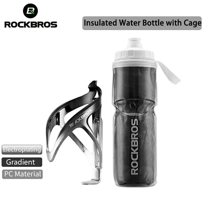 #ad #ad ROCKBROS Bike Water Bottle Holder With 750ml Insulated Water Bottle Multi Color $18.99