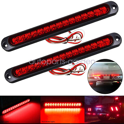 #ad 2PCS 10quot; Red LED Truck Trailer Strip 3rd Brake Lights Rear Turn Tail Light Bar $21.68