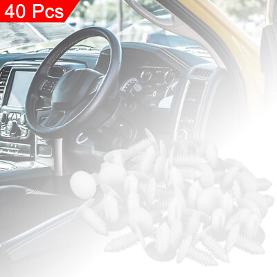 40pcs Plastic Bolt Rivets Fasteners Expansion Clips White for Honda Trunk AU $13.49