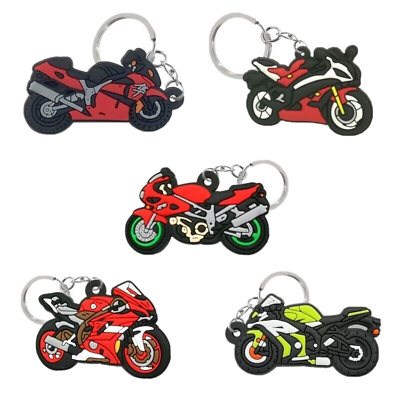 #ad #ad 5Pcs PVC Multicolor Keychain Motorcycle Key Tags Kids Toys Bike Gift Decorations $9.99