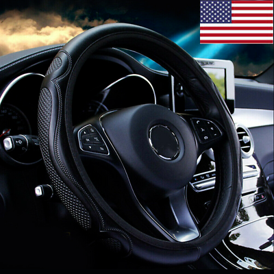 #ad #ad Black Leather Car Steering Wheel Cover Breathable Anti slip Car Accessories US $8.85