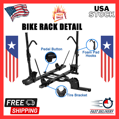 #ad Hitch Bike Rack Mount Carrier 2 Bike Foldable Fat Tire Platform Car Receiver $178.99