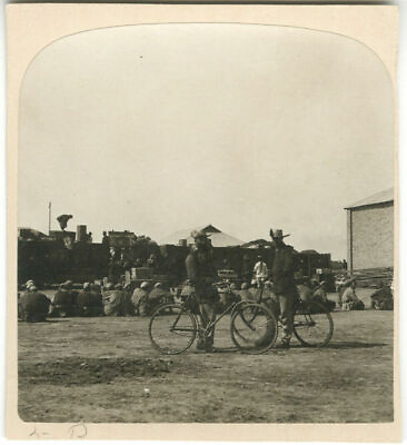 #ad 👍 1900 CHINA BOXER REBELLION GERMAN WITH BICYCLES AT PEKING TRAIN STATION PHOTO $49.50