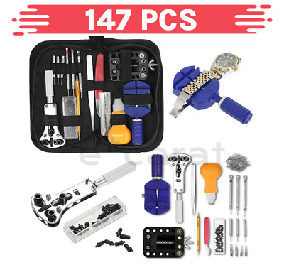#ad 147 Pcs Watch Repair Kit Watchmaker Back Case Remover Opener Link Pin Spring Bar $14.99