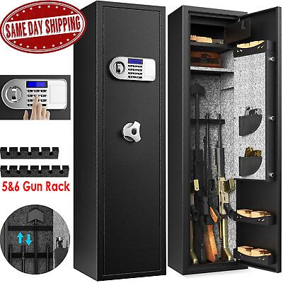 5 6 Gun Rifle Storage Safe Cabinet Security Quick Access External Battery 2Rack $269.02