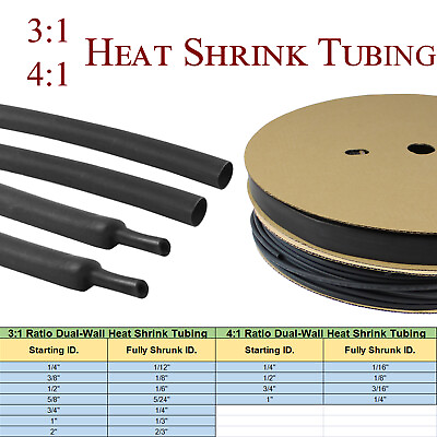 3:1amp;4:1 Heat Shrink Tube Waterproof Shrinking Tubing Wrap Sleeve Adhesive Lined $15.19