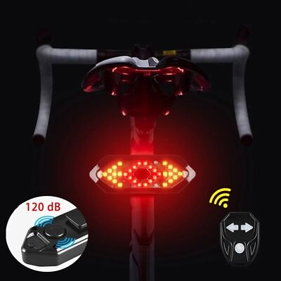 #ad US Smart Bike Tail Light with Turn Signals and Alarm Horn USB Rechargeable $15.99