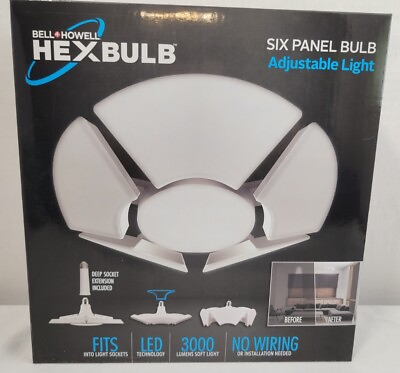 #ad BellHowell Hex Bulb LED 6 Panel Adjustable Light $18.95