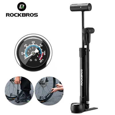 #ad #ad ROCKBROS Bike Pump 120 PSI High Pressure w Gauge AV FV Alloy Tire Air Inflator $19.99