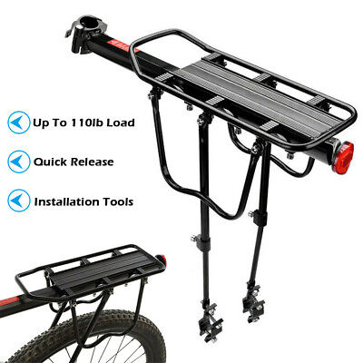 #ad 110lb Rear Bike Rack Bicycle Cargo Rack Pannier Luggage Carrier Holder Seat Fram $22.79