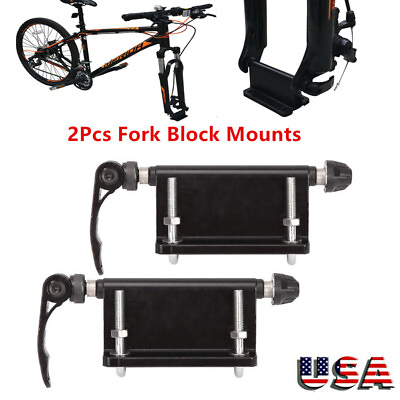 #ad 2 Packs Bike Block QR Alloy Fork Mount For Pickup Truck Bed Rack Carrier Holders $42.74