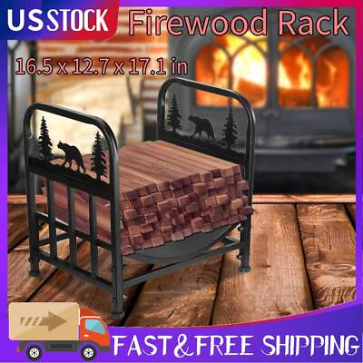 #ad Firewood Rack Fireplace Accessories Log Rack Storage Shelf Organizer Wood Holder $38.99