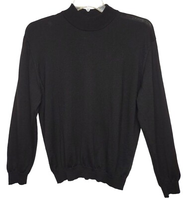 #ad Sette Ponti Men#x27;s 100% Merino Wool Mock Neck Sweater Medium Black Made in Italy $34.49