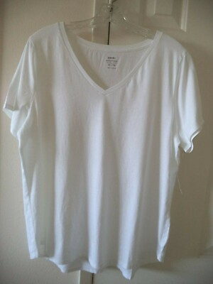 #ad #ad Must Have Basic Old Navy White Cotton V Neck T shirt Knit Top 1X XXL 2X 3X 4X $18.99