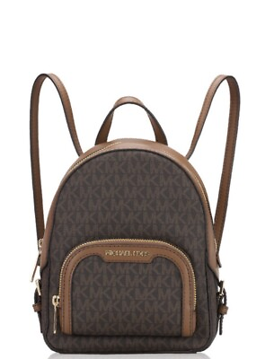 #ad Michael Kors Jaycee XS Mini Convertible Backpack Brown MK Signature Crossbody $95.28