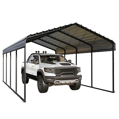 #ad 12x20ft Carport with Galvanized Steel Roof Sturdy Metal Carport for Cars Boats $1025.99