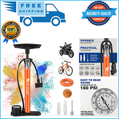 #ad #ad Bike Floor Pump with GaugeBike Pump High Pressure 160 PsiBicycle Pump with Air $19.99
