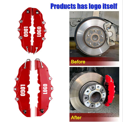 4PCS Red Universal Disc Brake Caliper Cover Front Rear Car Accessories Kit $32.52