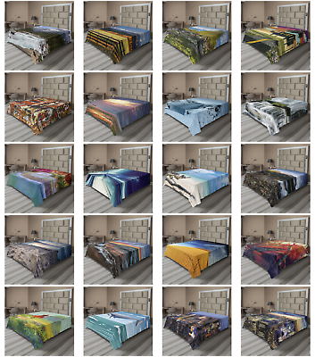 #ad Ambesonne Landscape Flat Sheet Top Sheet Decorative Bedding 6 Sizes $29.99