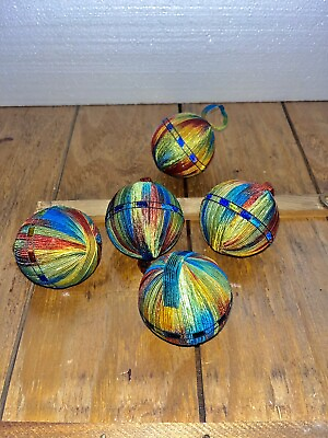 #ad Vintage Japanese Temari Balls Set Of 5 Beautiful Colors $19.99