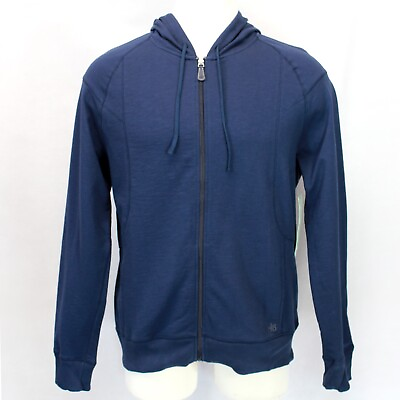 #ad ALO Sports Men Navy Blue Organic Cotton Zipped Hoodie Cardigan Sweater XL $39.99