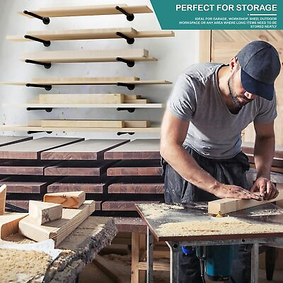 #ad Wall Mounted Lumber Storage Rack 6 Level Wood Organizer Utility Shelf Heavy Duty $33.99