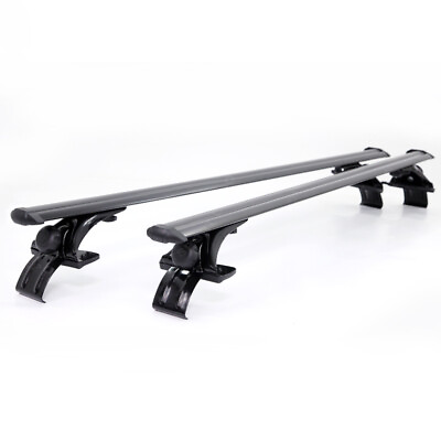 UNIVERSAL Black Aluminum Roof Rack Top Adjustable Clamp Lower Profile Cross Bars $58.80