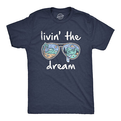#ad Mens Living The Dream T Shirt Cool Vacation Tee Graphic Novelty Tee Beach For $6.80
