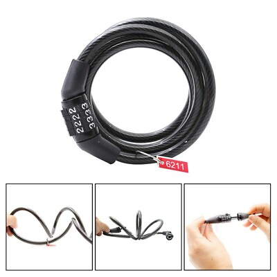 #ad #ad 4 Digit Bicycle Bike Cycling Combination Cable Lock Anti Theft Security $5.99