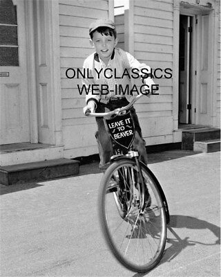 #ad JERRY MATHERS quot;LEAVE IT TO BEAVERquot; RIDING BICYCLE ON TELEVISION SHOW SET PHOTO $14.41