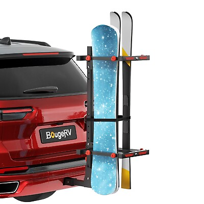 #ad BougeRV Lockable Hitch Ski Rack Snowboard Rack Mount Fit 2quot; Receiver w Locks $224.99