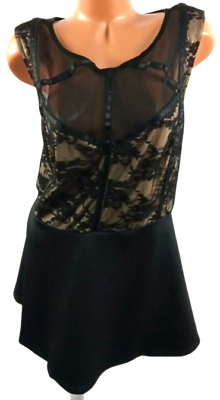 #ad NWT Torrid black nude lace trim lined sleeveless corset peplum top 5 5X $17.99