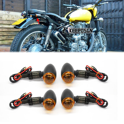 #ad #ad Universal Motorcycle Front amp; Rear Mini Bullet Turn Signals Blinker Amber Lights $29.95