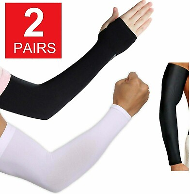 #ad 2 Pairs Cooling Arm Sleeves Cover UV Sun Protection Outdoor Sports For Men Women $6.99