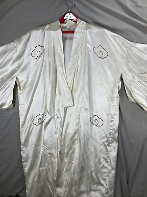 #ad Vintage Japanese Souvenir Robe Embroidered with Dragon amp; Landscape $34.64