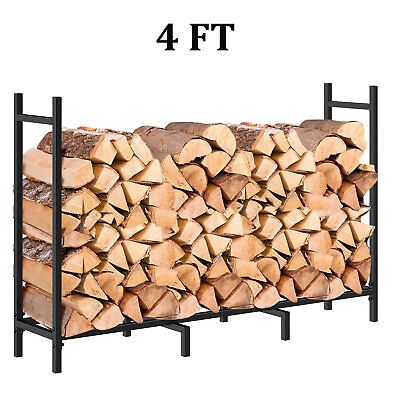 #ad 4ft Heavy Duty Firewood Rack Outdoor Fire wood Holder for Fireplace Wood Storage $29.99