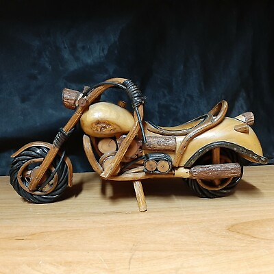 #ad Wooden Motorcycle Harley Davidson Chopper Bike Wood Desk Model Handmade Display $39.95