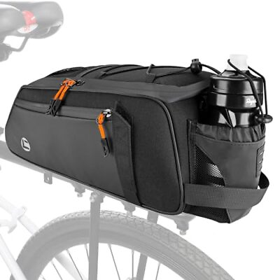 #ad WOTOW Rear Bike Rack Bag 8L Waterproof Bicycle Trunk Bag with Water Black $44.42
