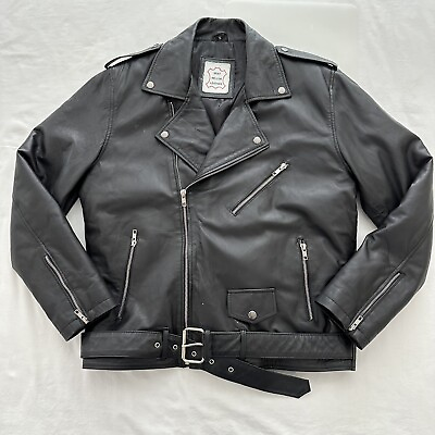 #ad Leather Motorcycle Men’s Moto Jacket Biker Inspired Coat Mens Small Outsiders $95.00