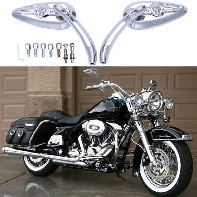#ad Motorcycle Mirrors Chrome Skull For Harley Sportster 883 1200 48 XL1200N XL1200C $39.19