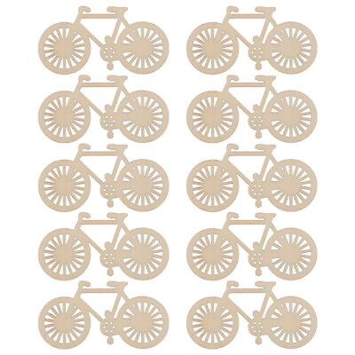 #ad 10 Pcs Unfinished Wooden Bike Cutouts Tag Bicycle for Kids Wedding $7.48