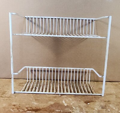 #ad RUBBERMAID 2 TIER STORAGE RACK WHITE WALL DOOR MOUNT ORGANIZER 12quot; USED $5.49