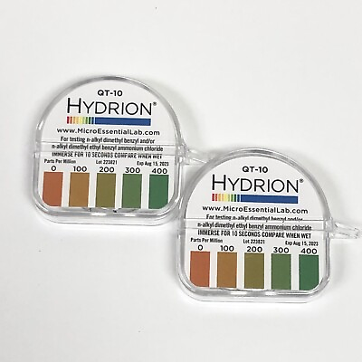 2 Rolls QT 10 Hydrion Quat Cleaning Solution Test Check Tape Paper 0 400 PPM $14.99
