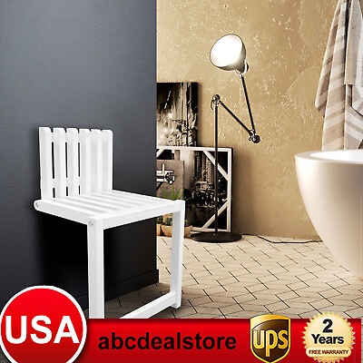 #ad Wall Mounted Wood Folding Chair Entryway Hidden Footstool Bath Seat Bench USA $58.90