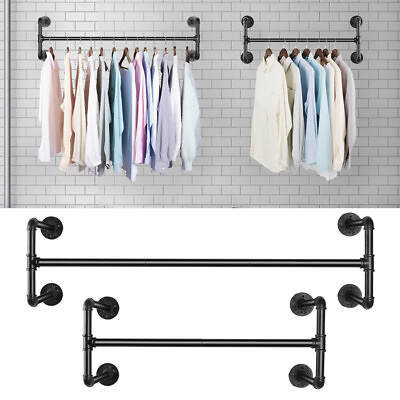 43in Detachable Industrial Pipe Clothes Rack Rod Wall Retail Garment Hanging Bar $37.95