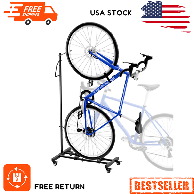 #ad Upright Bike Stand Vertical amp; Horizontal Adjustable Height Bike Storage Rack... $72.05