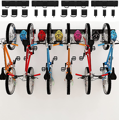 Bike Storage Rack Wall Mount Garage Bike Hanger for 6 Bicycles Adjustable Bike H $82.69
