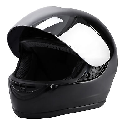 #ad Gloss Black DOT Motorcycle Street Bike Full Face Helmet Sliver Visor S M L XL $39.99